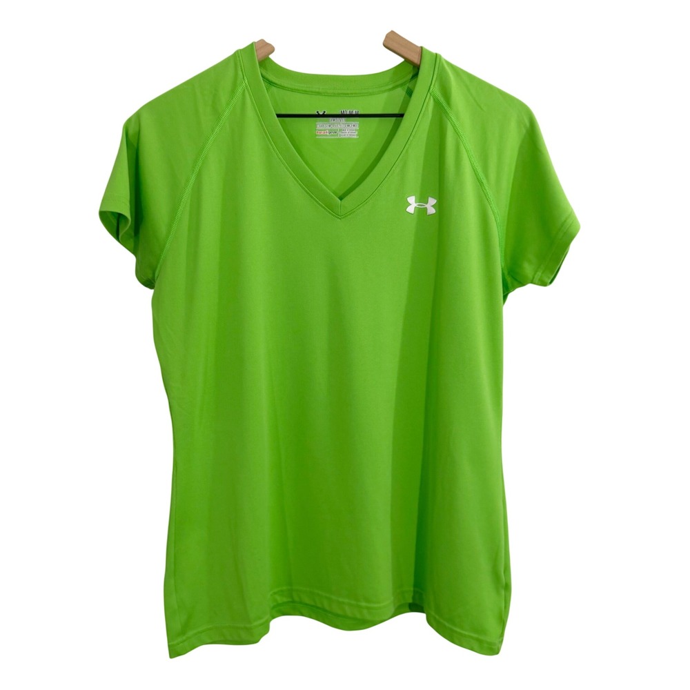 Under Armour Semi Fitted T-Shirt Green Medium Activewear Athletic Performance